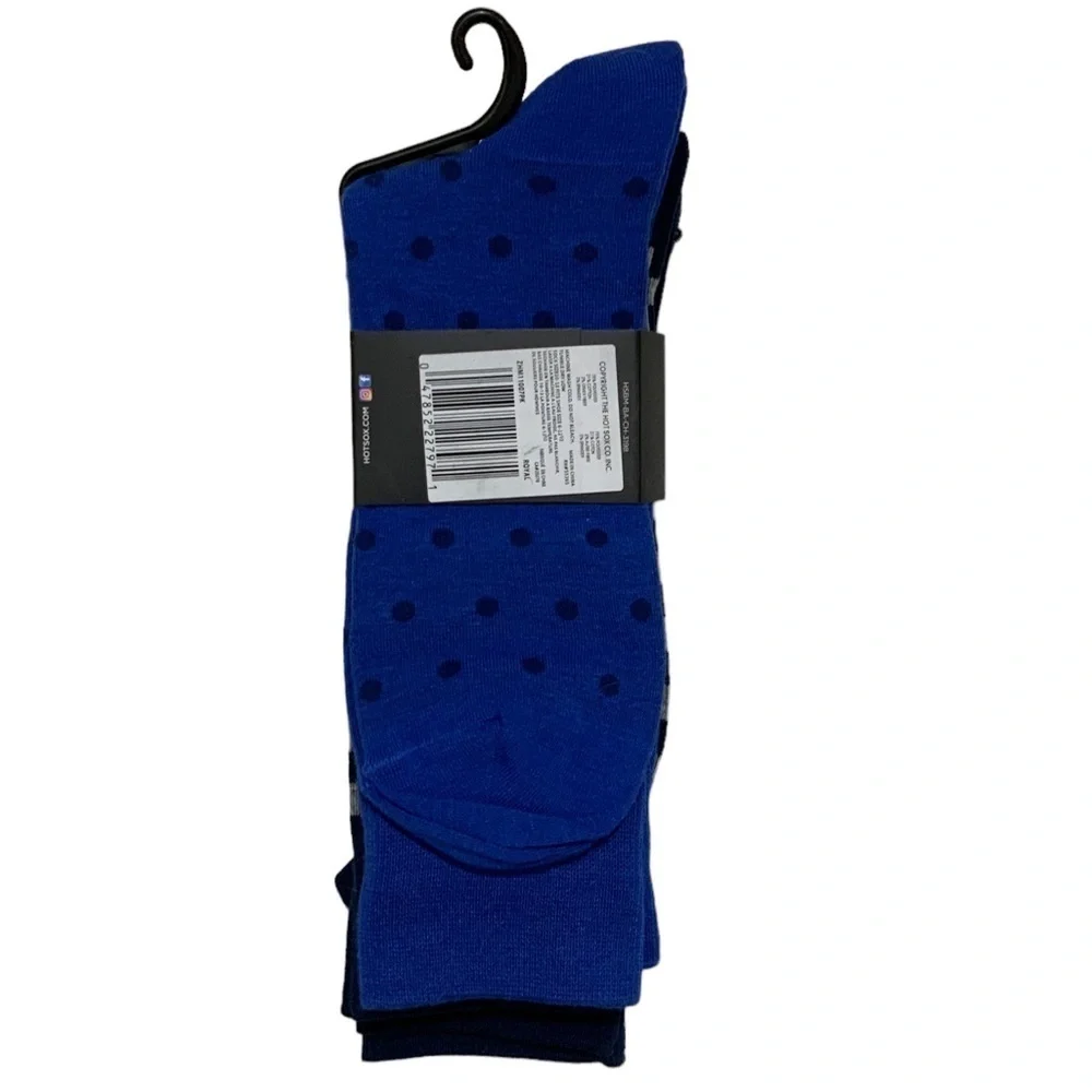 Hot Sox Bicycle Theme Novelty Dress Crew Socks 3 pack Gift Men’s Unisex Blue